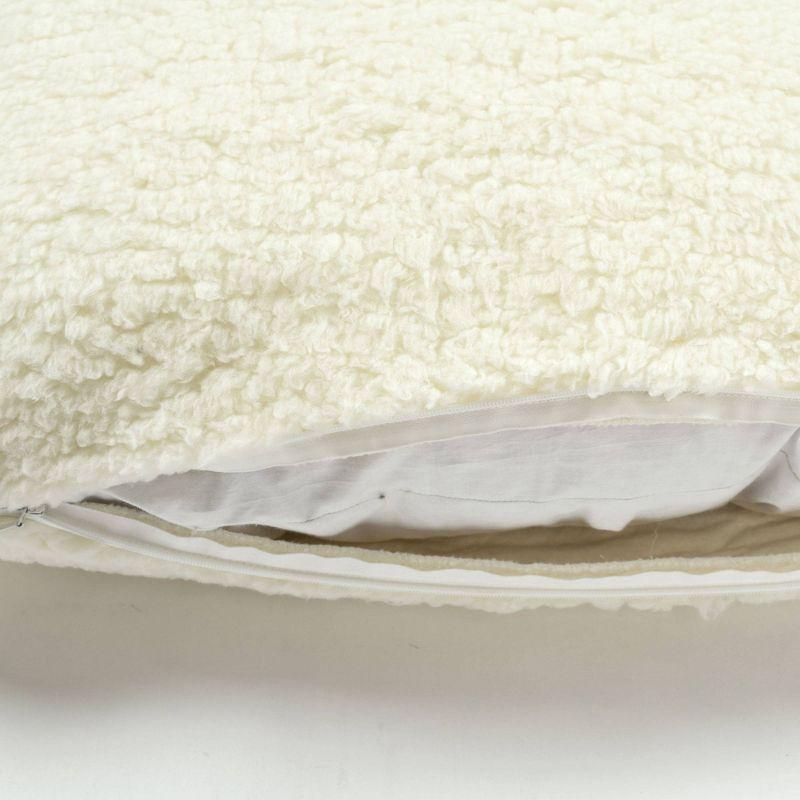 Ivory 20" x 20" Reversible Faux Sherpa Pillow Cover