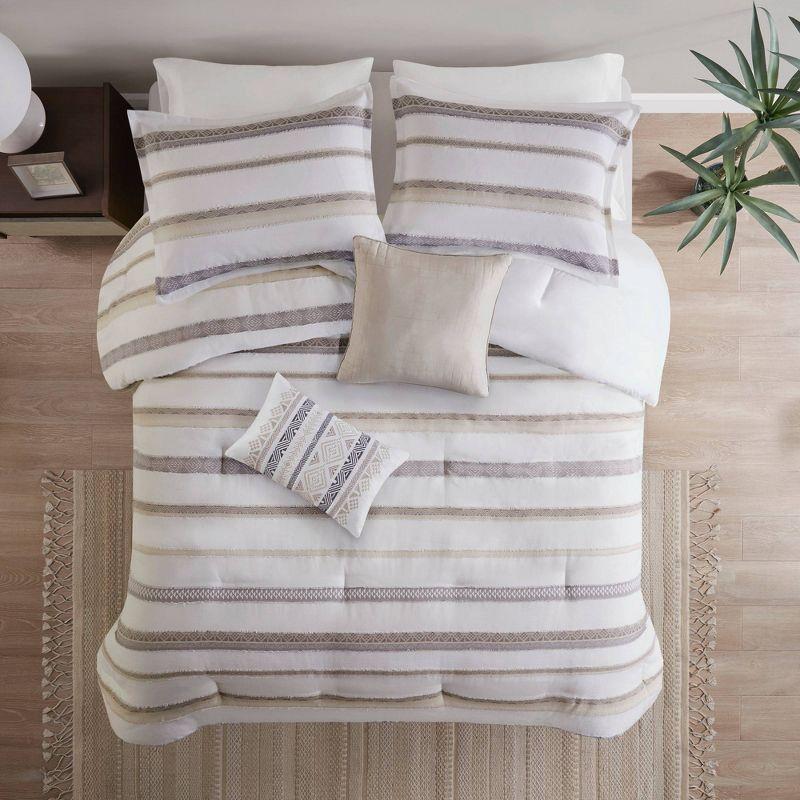 King White Microfiber Clipped Jacquard Comforter Set