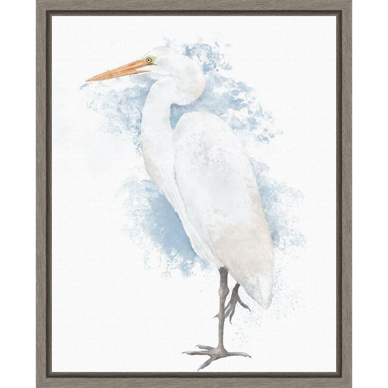 Coastal Heron Watercolor Canvas Wall Art Print, 16 x 20 inches