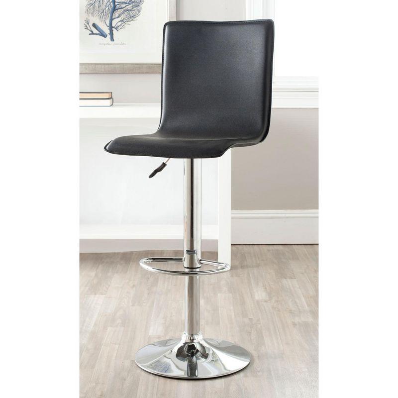 Magda Black Adjustable Swivel Bar Stool with Chrome Frame