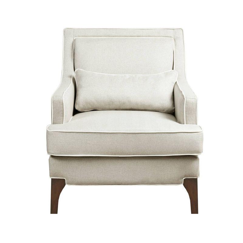 Cream and Dark Brown Wide Accent Chair with Pillow