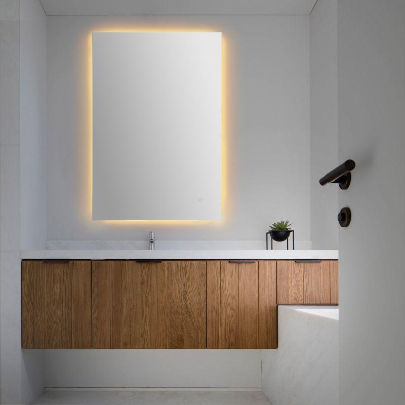 Nora 38" x 26" Rectangular Frameless Anti-Fog Aluminum Back-lit Tri-color LED Bathroom Vanity Mirror with Smart Touch Control - JONATHAN Y