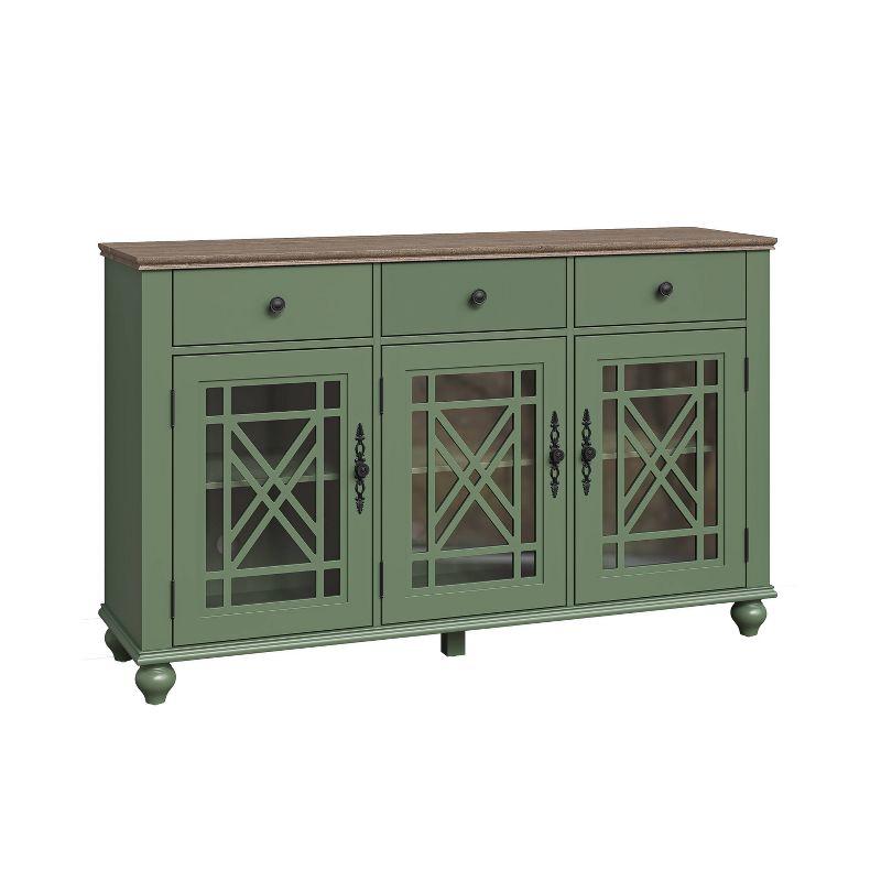 Festivo 55" Vintage Style Storage Accent Buffet Sideboard Cabinet with Drawers Green