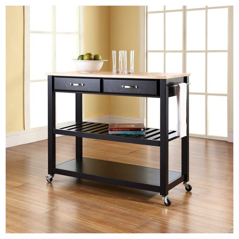 Natural Wood Top Kitchen Cart/Island with Optional Stool Storage - Crosley