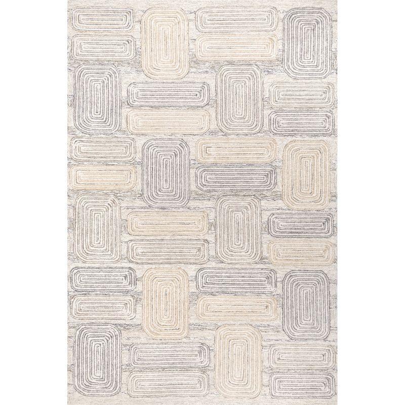 Esme Beige and Gray Wool Geometric 4' x 6' Area Rug