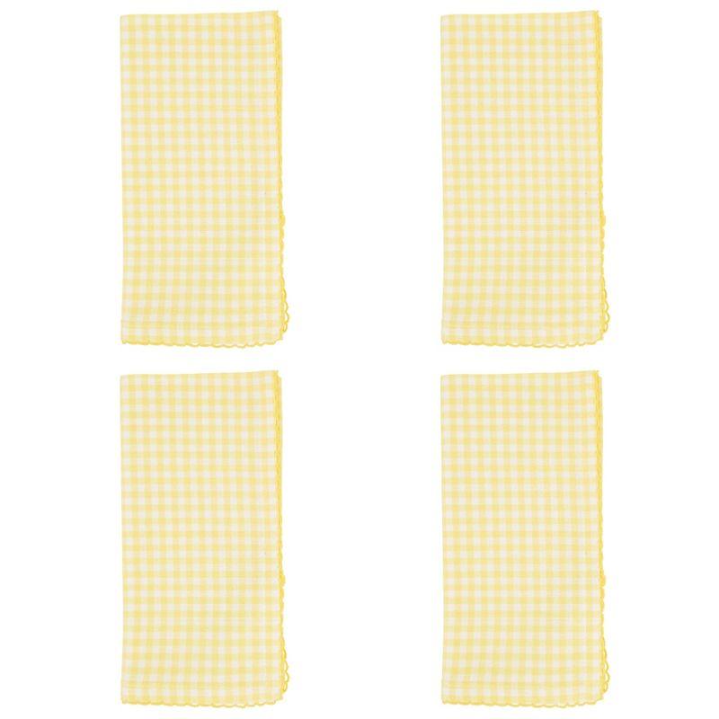 Saro Lifestyle Table Napkins With Gingham Design, Yellow, (Set of 4 pcs)