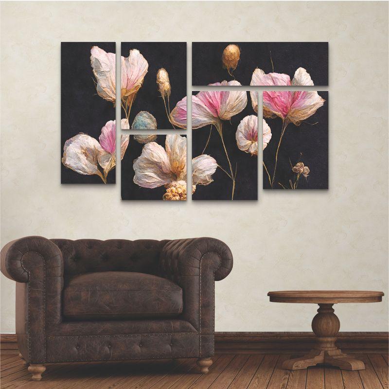 Treechild Gentle Pink Dry Flowers 6-Piece Canvas Wall Art Set