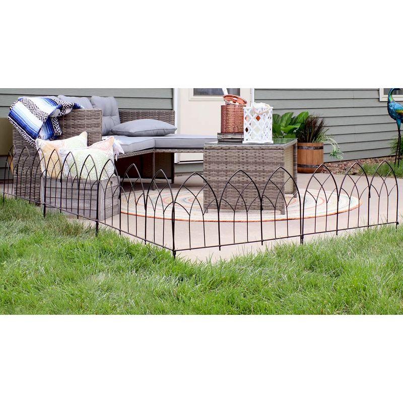 Sunnydaze Outdoor Lawn and Garden Metal Narbonne Style Decorative Border Fence Panel Set - 9' - Black - 5pk