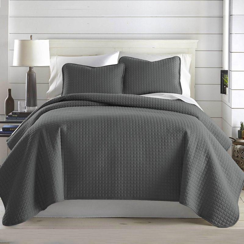 Slate Gray King Microfiber Quilt Set with Pillow Shams