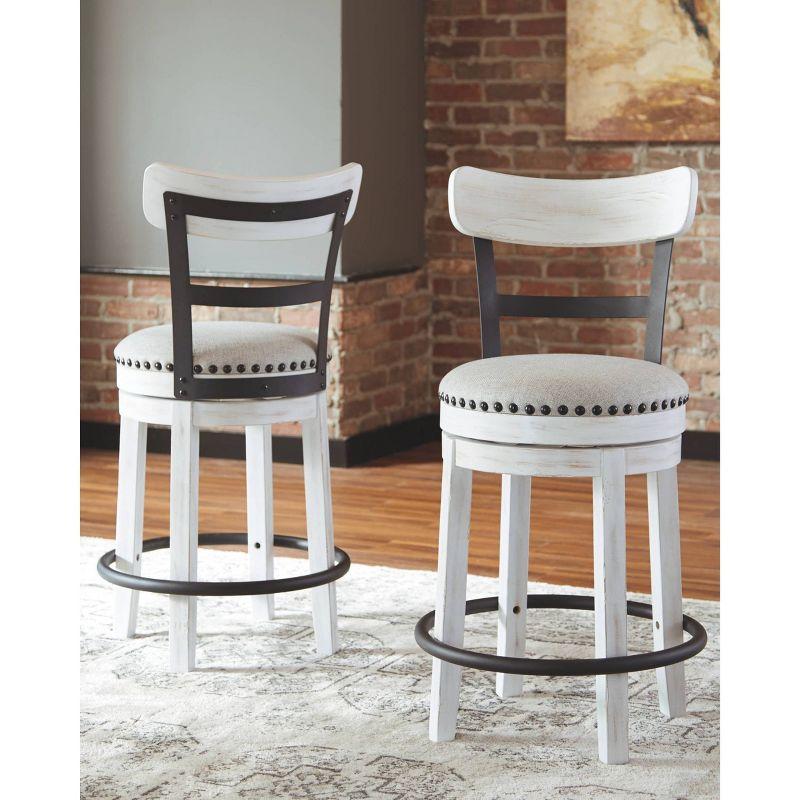 Valebeck 24.5" Whitewash Industrial Swivel Counter Barstool