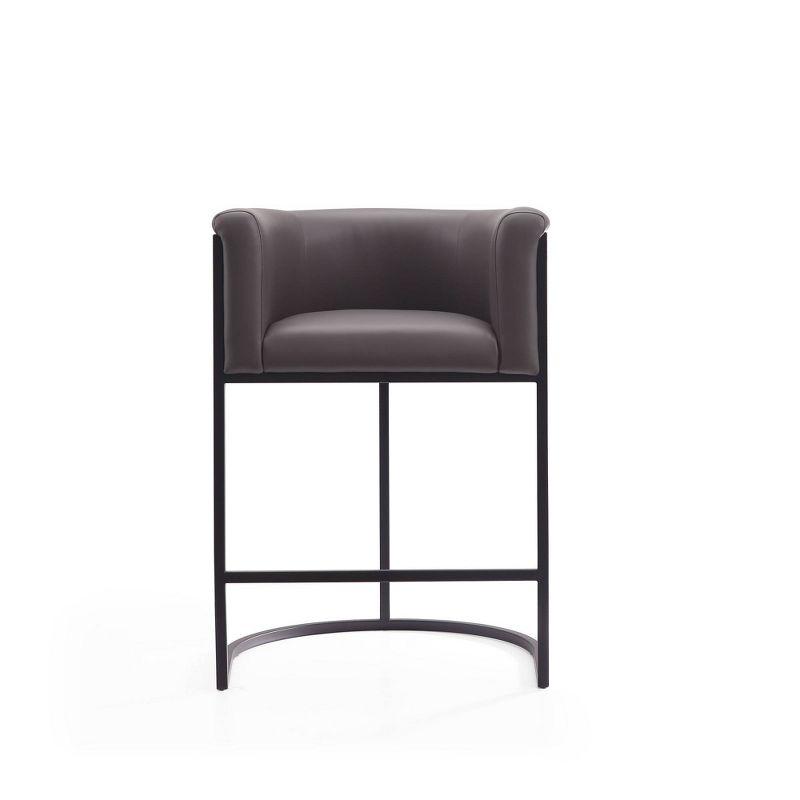 Manhattan Comfort Cosmopolitan Metal Counter Height Barstool Pebble: Upholstered, Low Back, Armrest