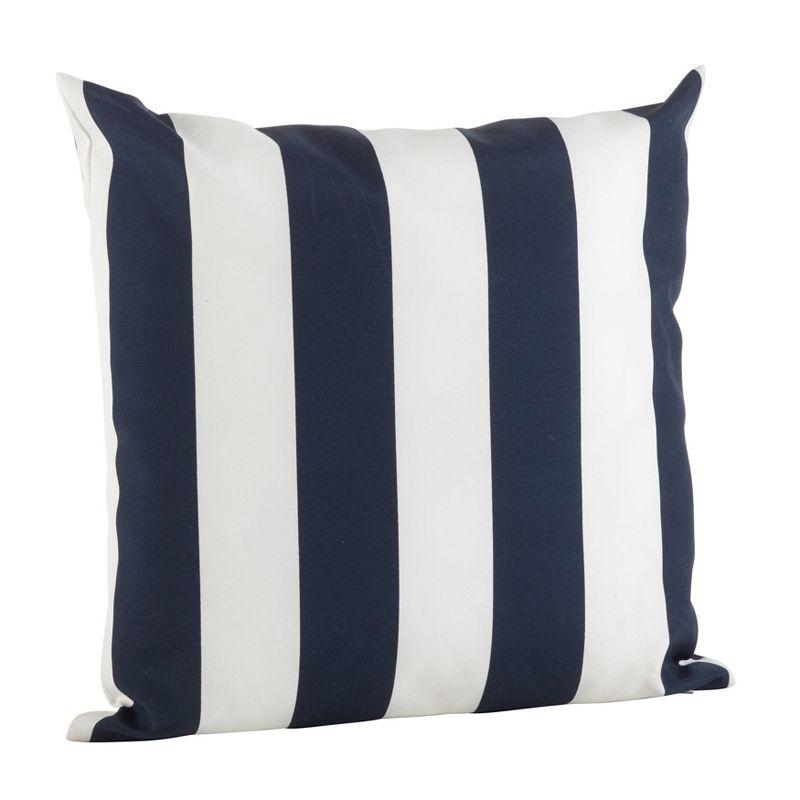 17" Navy and White Striped Square Throw Pillow