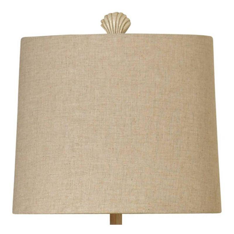 65" Seashell Ceramic Floor Lamp Beige/Blue - StyleCraft: UL Listed, Linen Shade, Adjustable Head Tilt