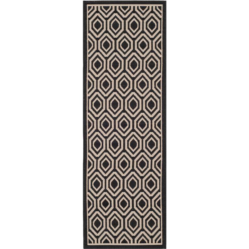 Courtyard CY6902 Power Loomed Indoor and Outdoor Runner Rug - Black/Beige - 2'3"x6'7" - Safavieh