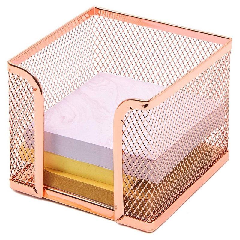 Paper Junkie Rose Gold Desk Organizer Set for Home and Office Supplies, Accessories with Pen, Pencil, Business Card, Note, and Clip Holders