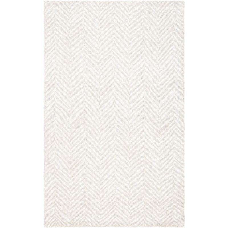 Ivory and Beige Hand-Tufted Wool and Viscose Area Rug