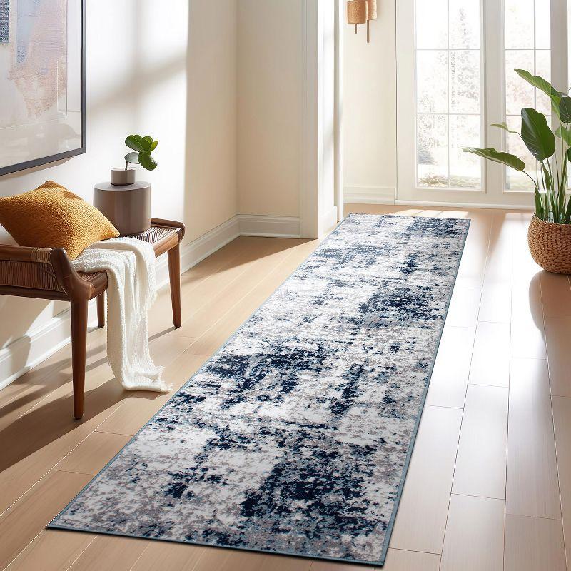 World Rug Gallery Distressed Abstract Area Rug - Blue 2'7"x6'