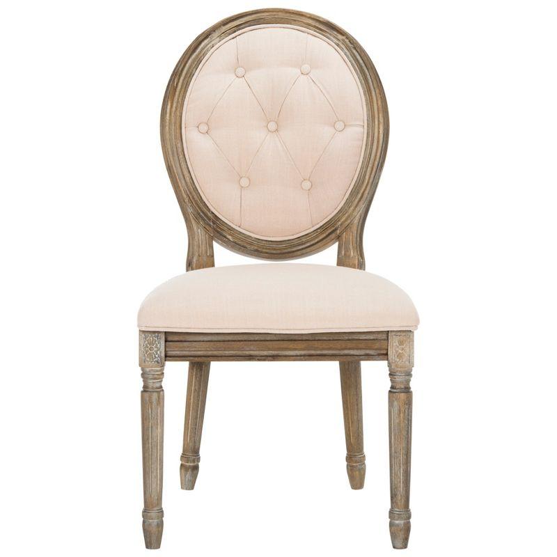 Holloway Tufted Oval Side Chair (Set of 2) - Beige/Rustic Oak - Safavieh