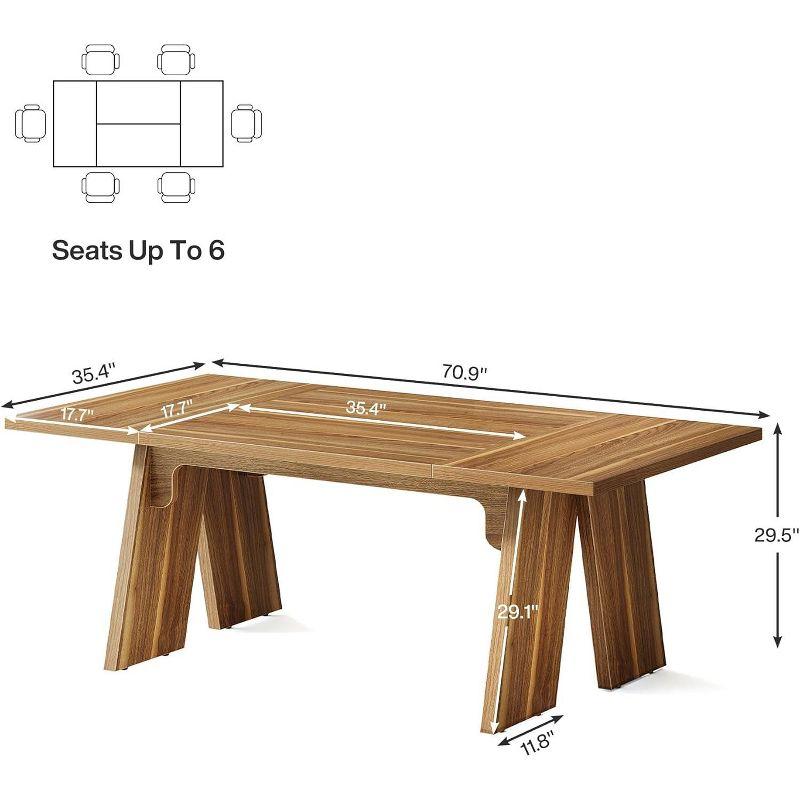 Tribesigns Farmhouse 71" Large Dining Table with Solid Wood Legs for 6 People