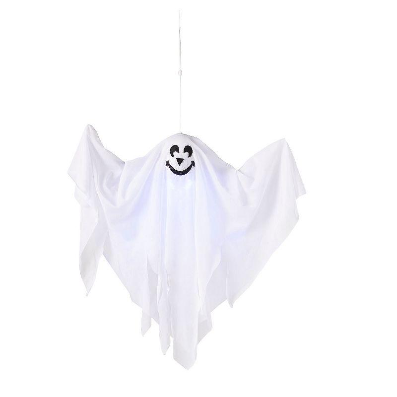 Morris Costumes 19 in Light-Up Smiling Ghost Halloween Hanging Decoration - White