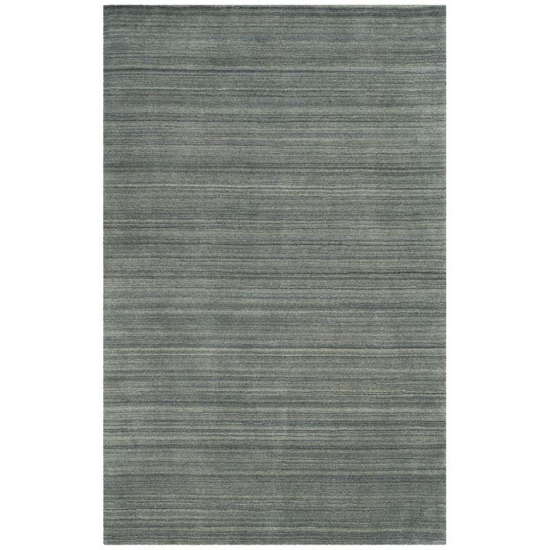 Slate Blue Hand-Knotted Wool 4' x 6' Area Rug