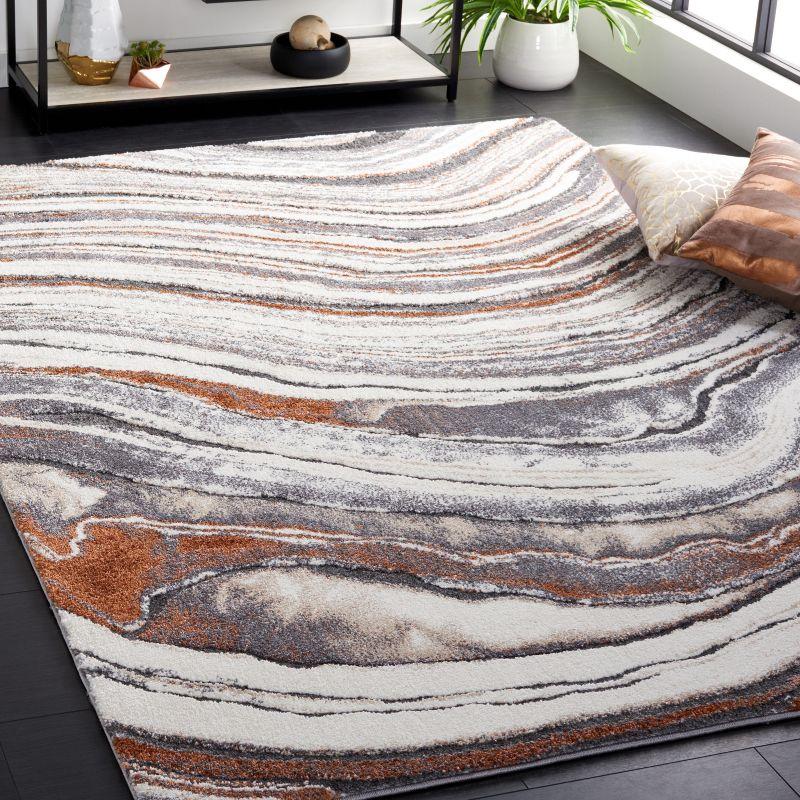 Luxurious Abstract Gray Synthetic Shag Rug 3' x 5'