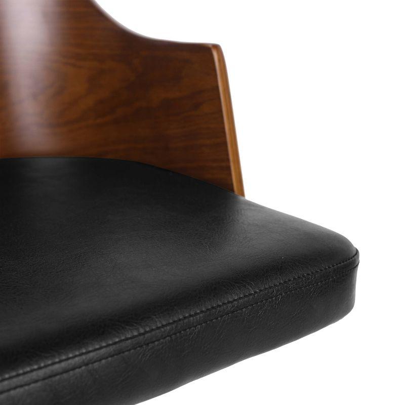 Christopher Knight Home Rhine Mid-Century Modern Upholstered Swivel Office Chair Midnight Black/Walnut: Chrome Base, Ergonomic Design with Casters