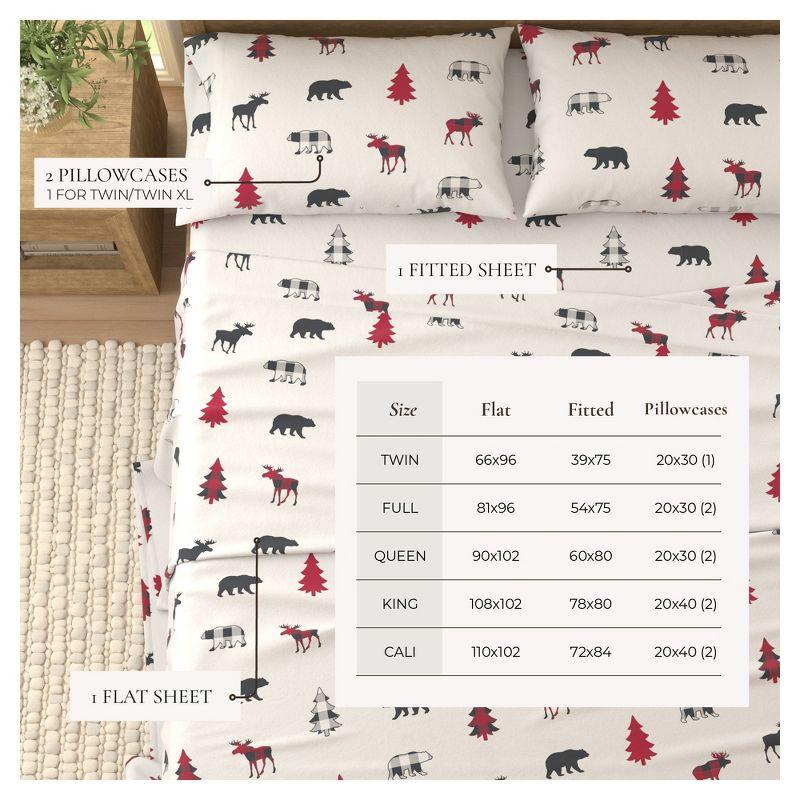 100% Cotton Lodge Printed Flannel Sheet Set