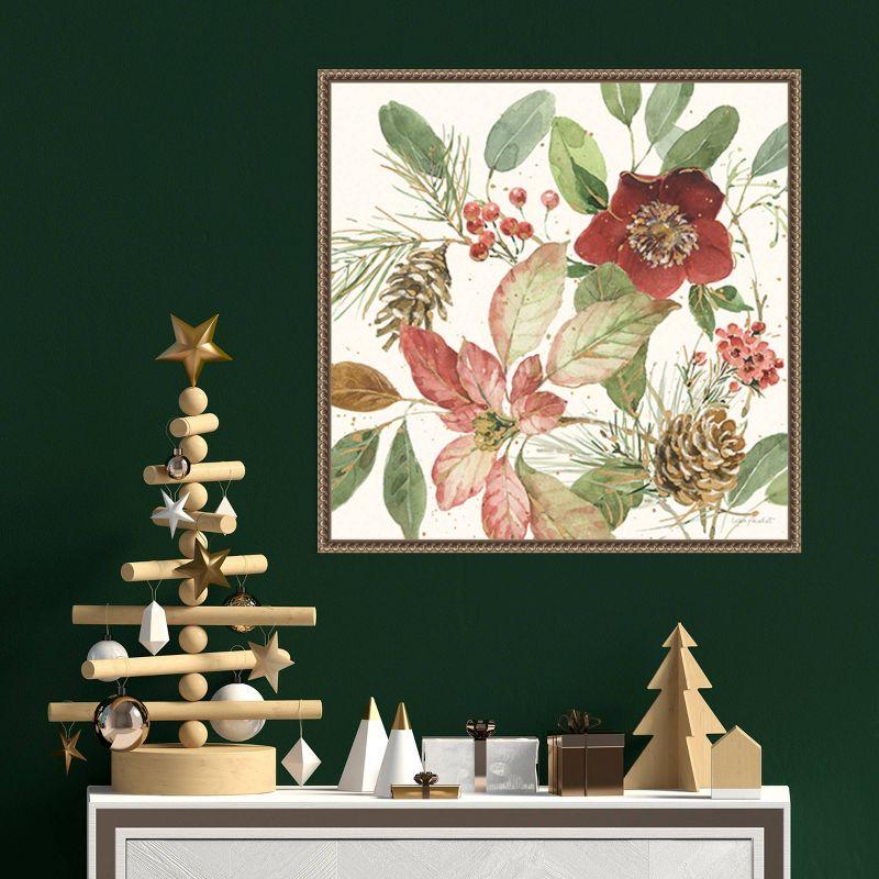 Winter Blooms II 22" Brown and Gold Framed Canvas Art