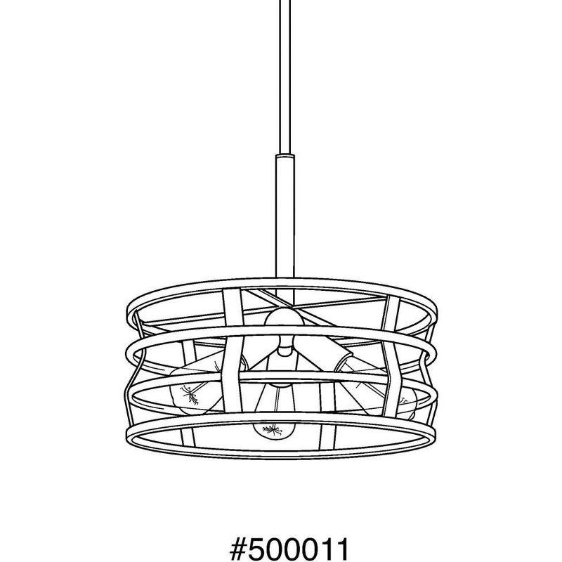 Graphite and Brushed Nickel 3-Light Drum Pendant