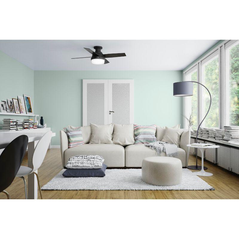 Dempsey Low Profile 44" 4 - Blade Indoor Flush Mount Small Room Ceiling Fan with Lights and Remote