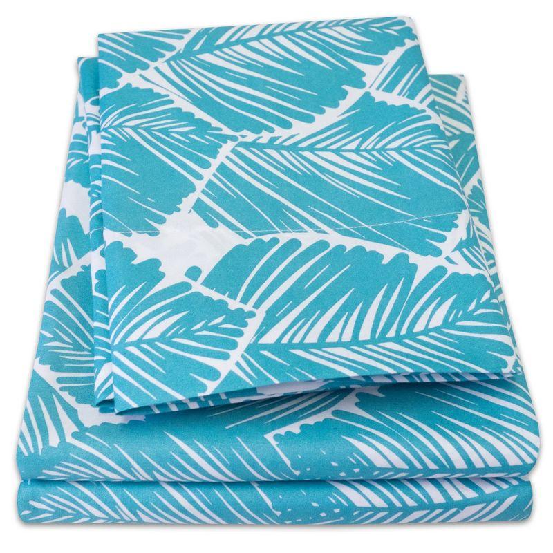 Tropical Leaf 4 Piece Printed Sheet Set, Double Brushed Microfiber by Sweet Home Collection®