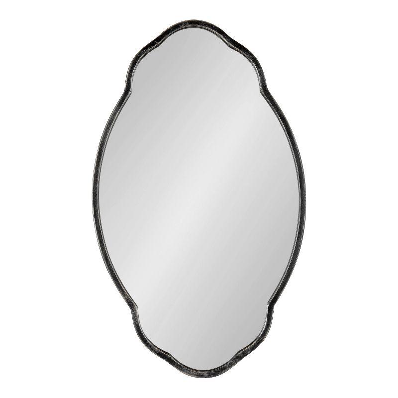 Kate & Laurel All Things Decor 18" x 30" Magritte Scalloped Oval Decorative Wall Mirror Black : Antique Finish, Metal Frame