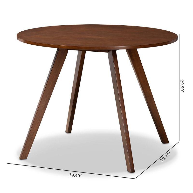 Baxton Studio Alana Round Wood Dining Table Walnut: Modern Style, Seats 4, Rubberwood Construction