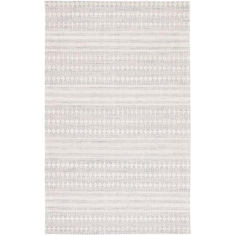 Elegant Grey/Ivory 8' x 10' Flat Woven Wool Blend Area Rug