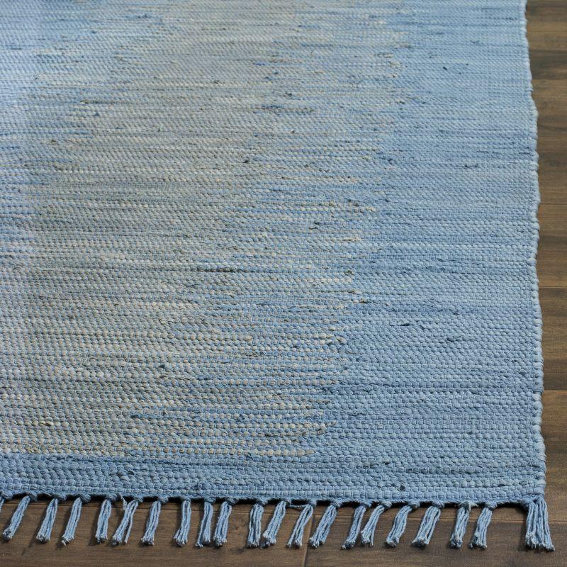 Coastal Breeze Light Blue Hand-Woven Cotton Abstract Rug 6' x 9'