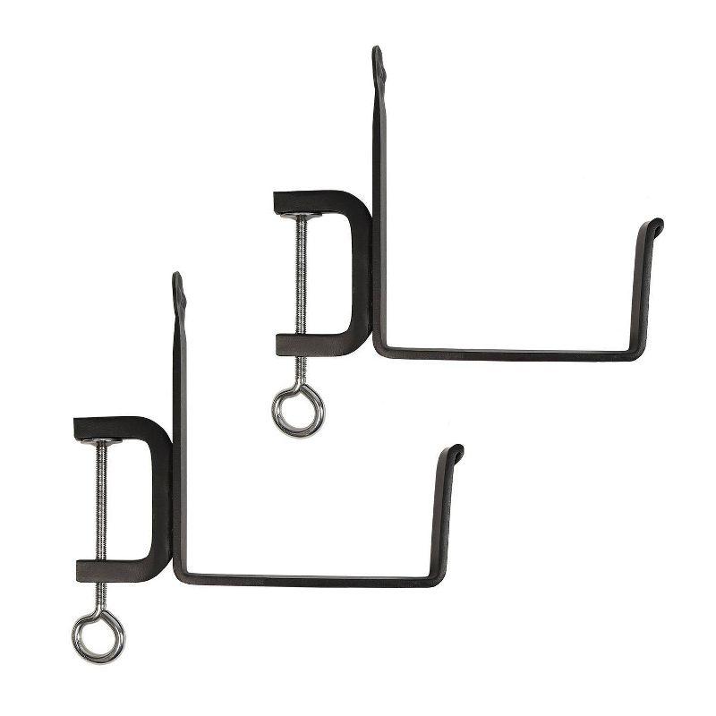 Black Steel 6" Clamp-On Flower Box Bracket Set