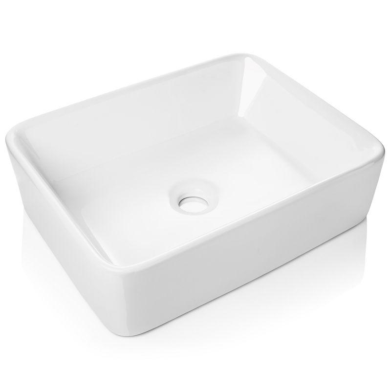 Miligore VESSEL-SK81 Miligore 15'' White Ceramic Rectangular Bathroom Sink
