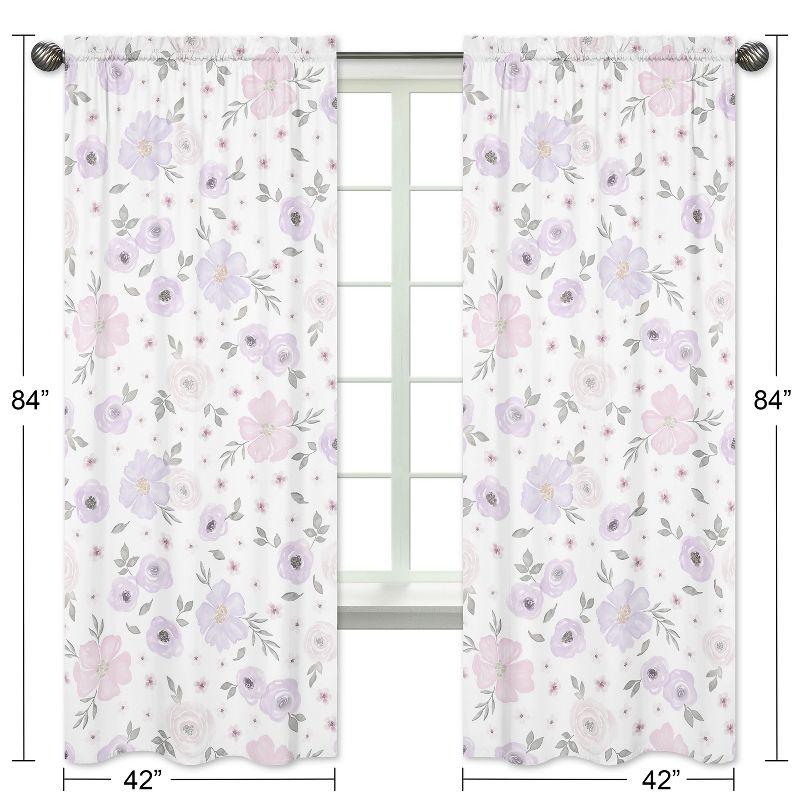 Watercolor Floral Semi-Sheer Rod Pocket Curtain Panels (Set of 2)