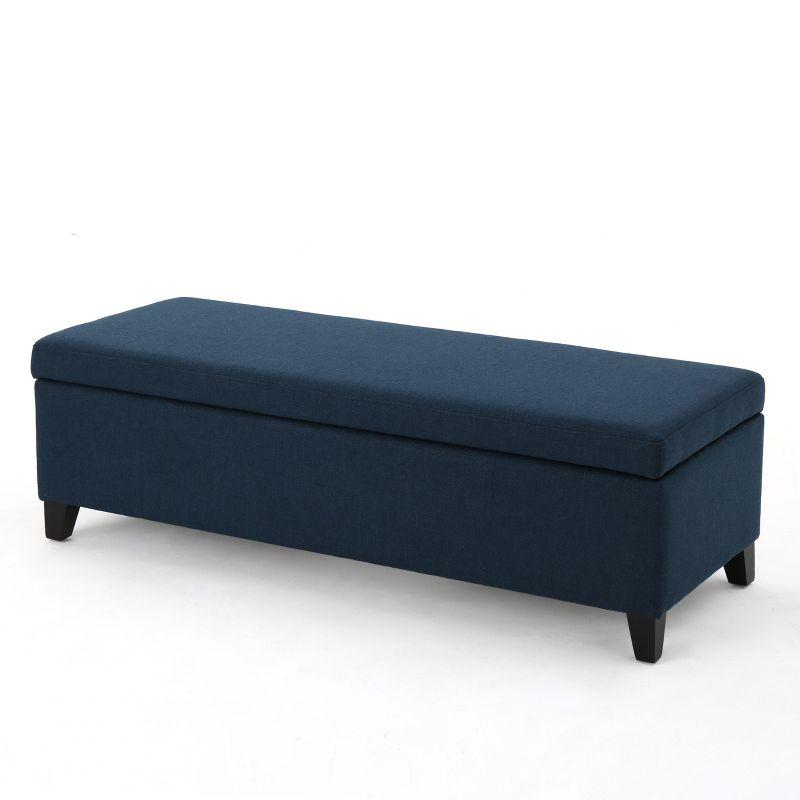 Christopher Knight Home York Storage Ottoman Navy Blue: Upholstered, Wood Frame, No Assembly Required