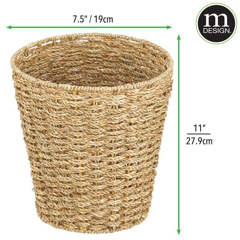 Natural Seagrass Round Woven Wastebasket Trash Can