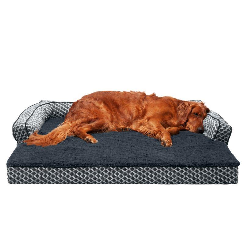 Diamond Gray Jumbo Orthopedic Foam Sofa-Style Dog Bed