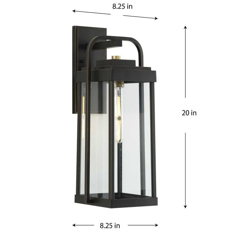 Progress Lighting, Walcott, 1-Light Outdoor Wall Lantern, Antique Bronze, Clear Glass Panels