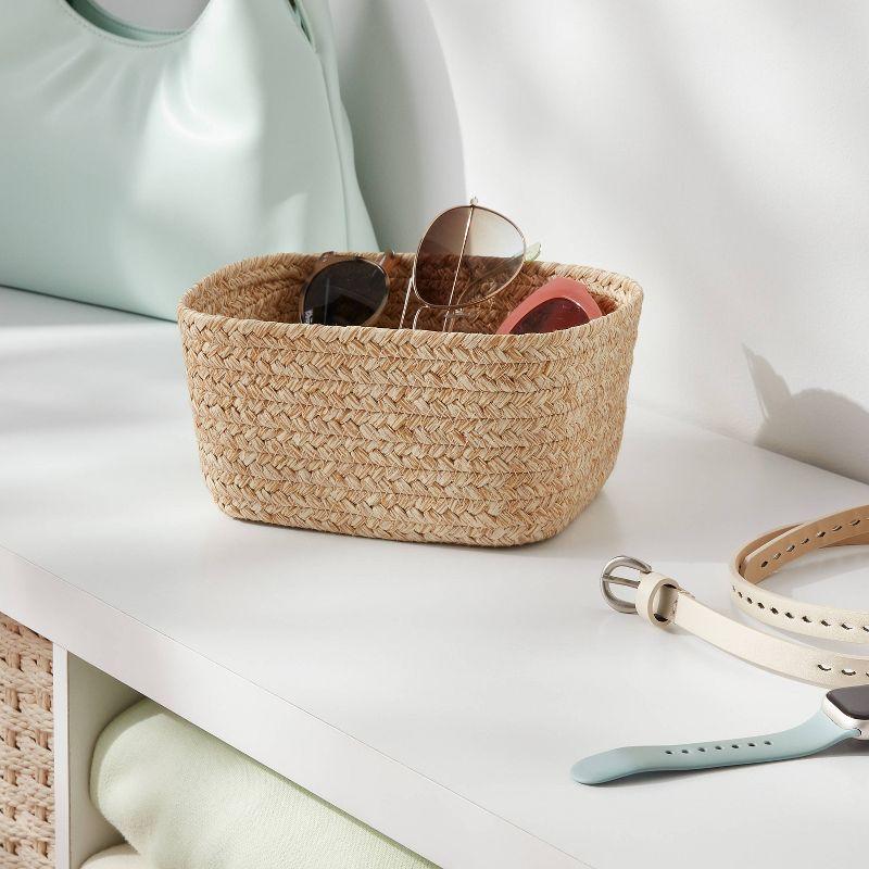 Small Natural Woven Basket Almond - Brightroom: Rectangle Storage, Paper Material, FSC Certified, 4"x8"x6"