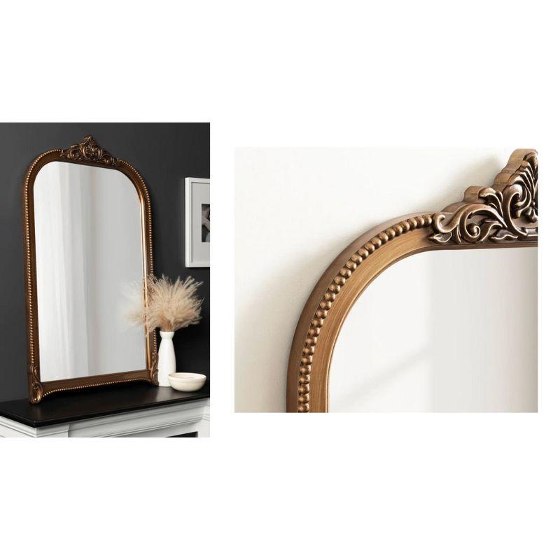 Hubanks 24"x38" Gold Arched Wall Mirror with Ornate Frame