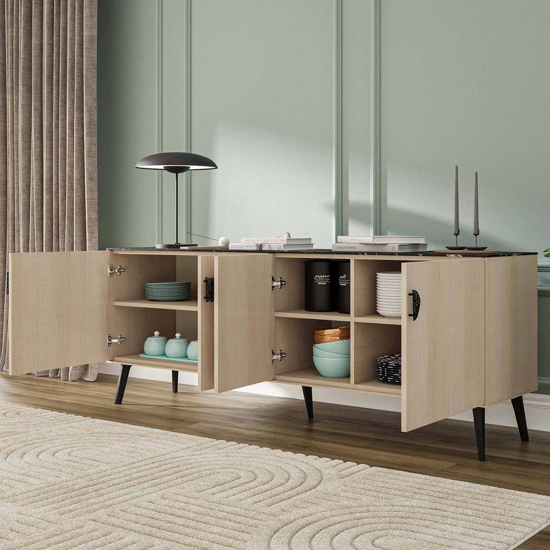 Manhattan Comfort 78.7" Haley Sideboard White/Black Marble