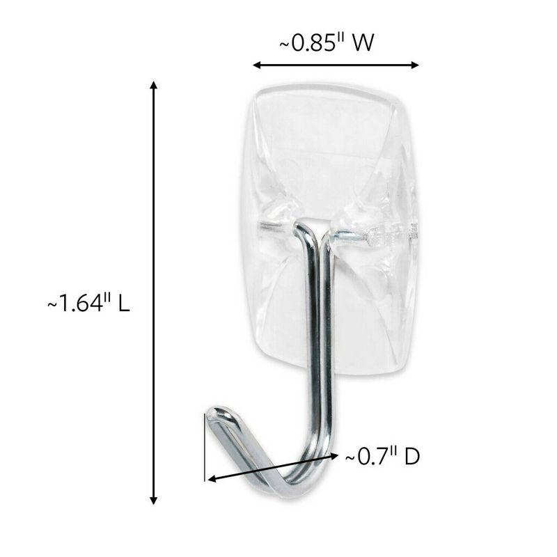 Command Small Sized Wire Hooks (4 Hooks/5 Strips) - Clear: Adhesive Wall Hooks, Plastic, 0.5 lb Capacity, 1.18" Height