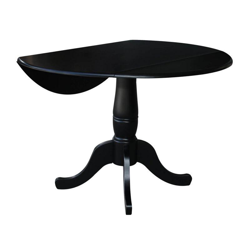 42" Round Black Wood Extendable Dining Table