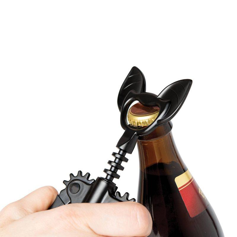 Ototo Vino Corkscrew and Bottle Opener: Silicone & Metal, Hand Wash, Black, 6.6" Length, 1.69" Width