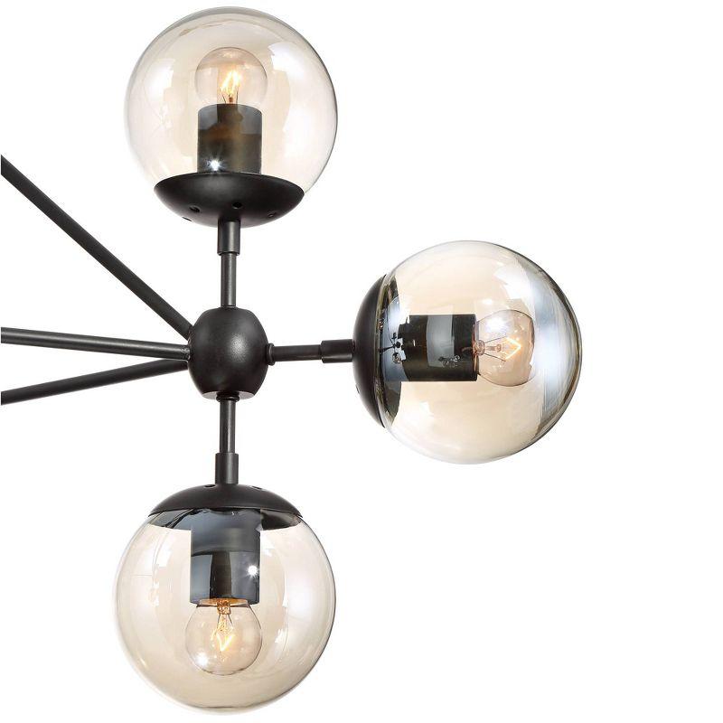 Possini Euro Design Gable Black Large Chandelier 41 1/2" Wide Mid Century Modern Cognac Glass Shade 10-Light Fixture for Dining Room Kitchen Island